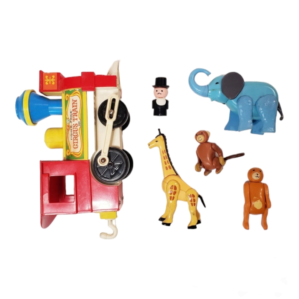 🚀 Vintage Fisher-Price Circus Train Set Little People Bear Giraffe Elephant 🐘